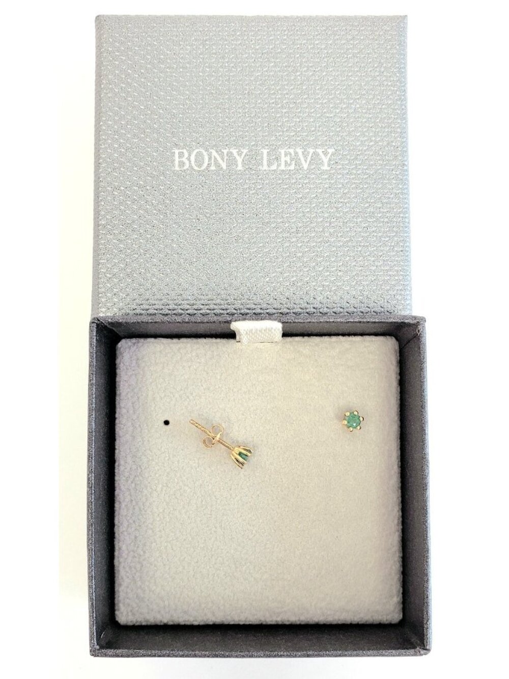 Bony Levy 18K Yellow Gold Emerald El Mar Stud Earrings - Picture 2 of 2